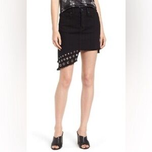 MISA Los Angeles SUPER STAR ASYMMETRICAL MINI SKIRT Black Grommets - Size 27